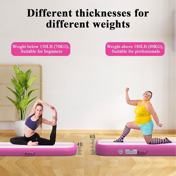 Estgora Gymnastics Mat for Tumbling Tumble Track, Thick Inflatable Gymnastic Training Equipment For kids At Home Gym Cheerleading with Electric Pump