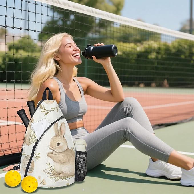Pickleball Bag for Women Men Adjustable Crossbody Sling Backpack Hold Paddle Accessories