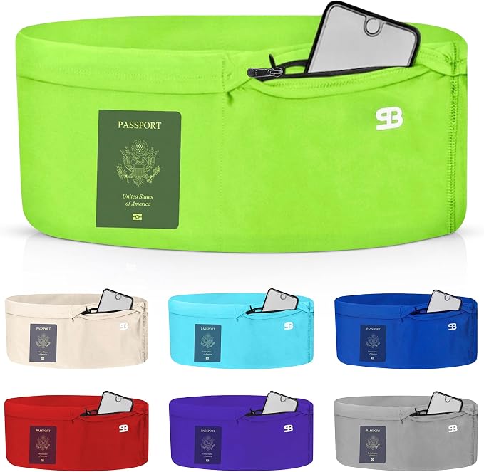 StashBandz No-Bounce Running Belt for Women & Men – Phone Holder Fits All Phones, 4-Pocket Slim Fanny Pack with Zipper – Travel Money Belt Waist Pack for Running & Workout