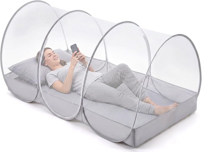Orzbow Large Mosquito Net | Portable Pop Up Mosquito Tent for Insect, Fly & Bug Protection with Charging Cable Access and Storage Pocket for Bed, Camping, Beach, Travel, Outdoor, 74.8" x 35.4" x 33.4"