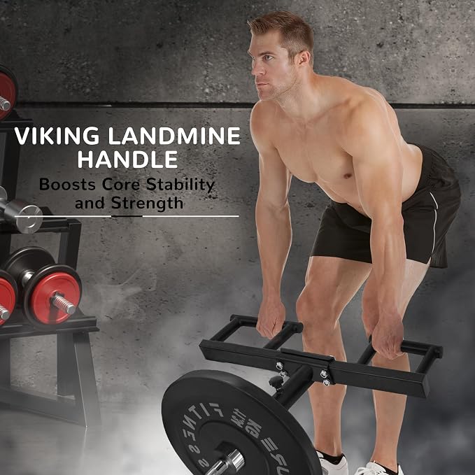 Fitvids Viking Press Landmine Handle – Landmine Attachment Fits 2-Inch Olympic Barbell – nan – Midnight