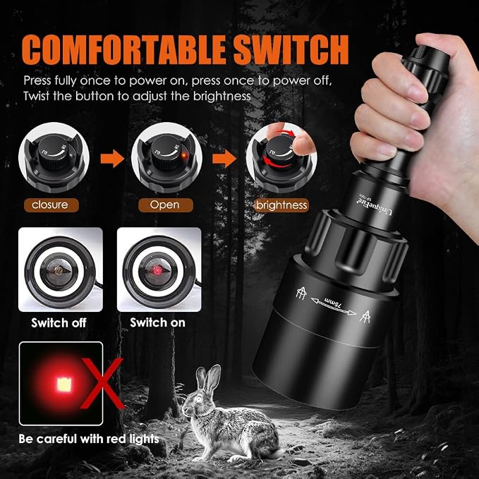 1605 850nm IR Illuminator Flashlight Lights for Night Vision Zoomable Infrared Flashlight Illuminator with Dual Control Remote Pressure Switch and Scope Mount Set