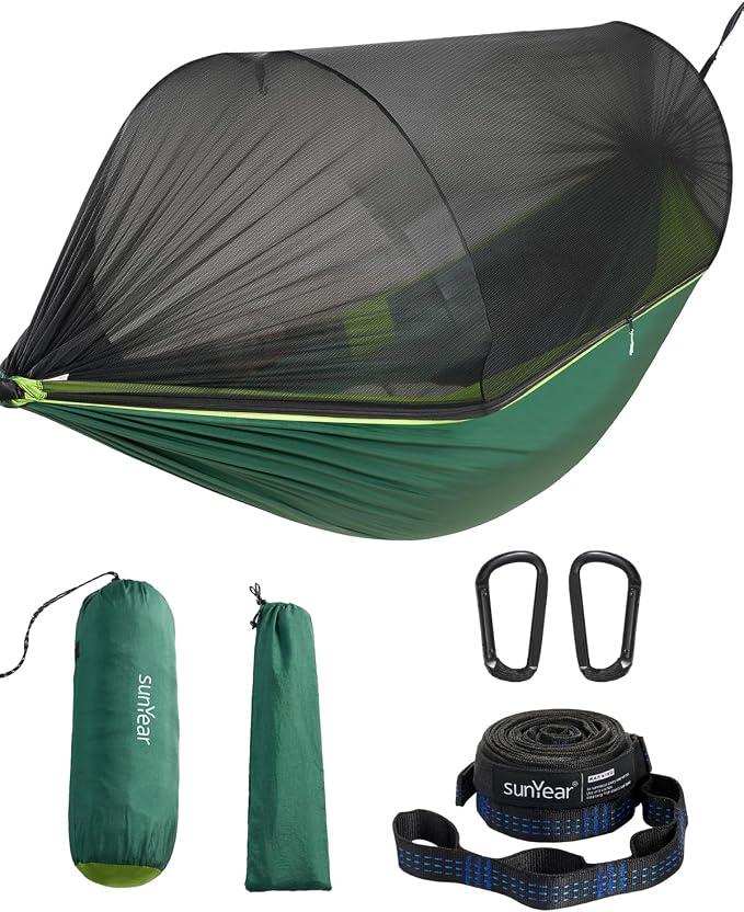 Sunyear Camping Hammock with Spacious Net, Single/Double,Outdoor&Indoor