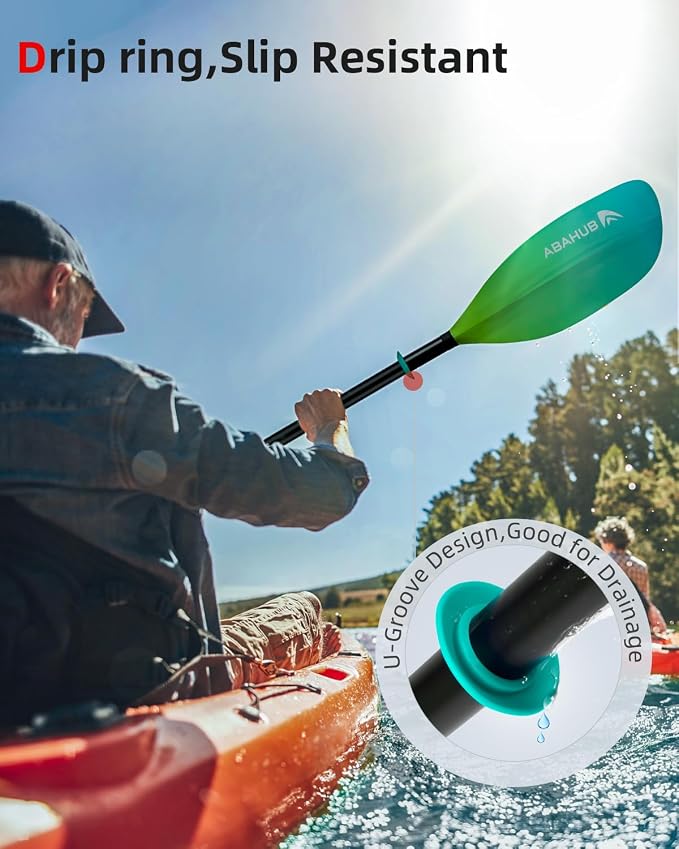 Abahub Adjustable Kayak Paddle 210-230 cm/ 230-250 cm Floating Kayaking Oars Boating Oars Canoeing Oars Black