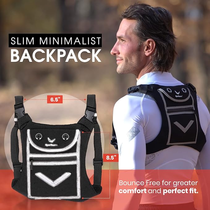 Running Mini Backpack Vest for Men & Women - Hi-viz gear, Holds Valuables, any Phone - Ideal for Fitness, Walking, Cycling!