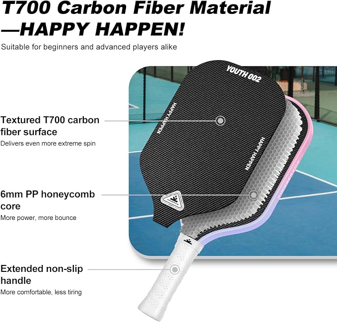 Carbon Fiber Pickleball Paddles Set of 2, with Balls, Bag & Grip Tape | Carbon Fiber Paddles with Honeycomb Core Deliver Spin, Control and Comfort for All Skill Levels