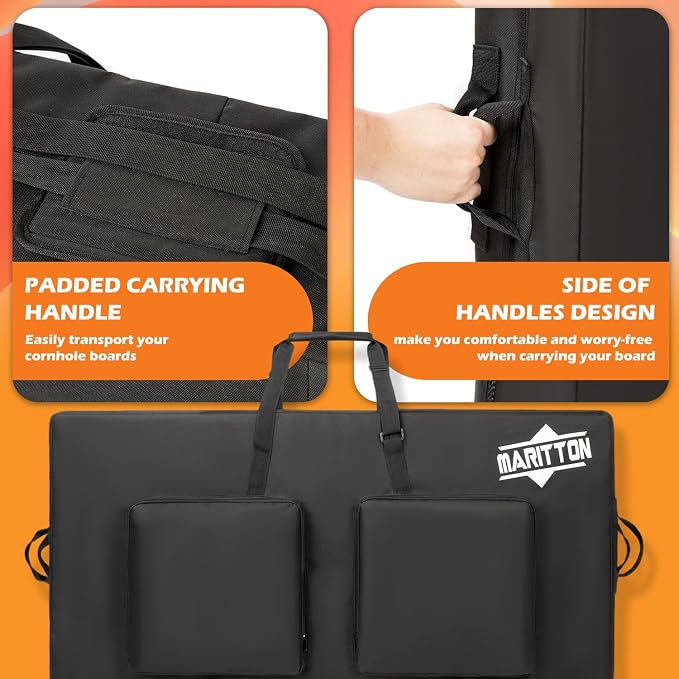 Cornhole Carrying Case Fits 4' x 2' Regulation Size Board with Protective Padded Foam and Two large pockets for Cornhole bags.