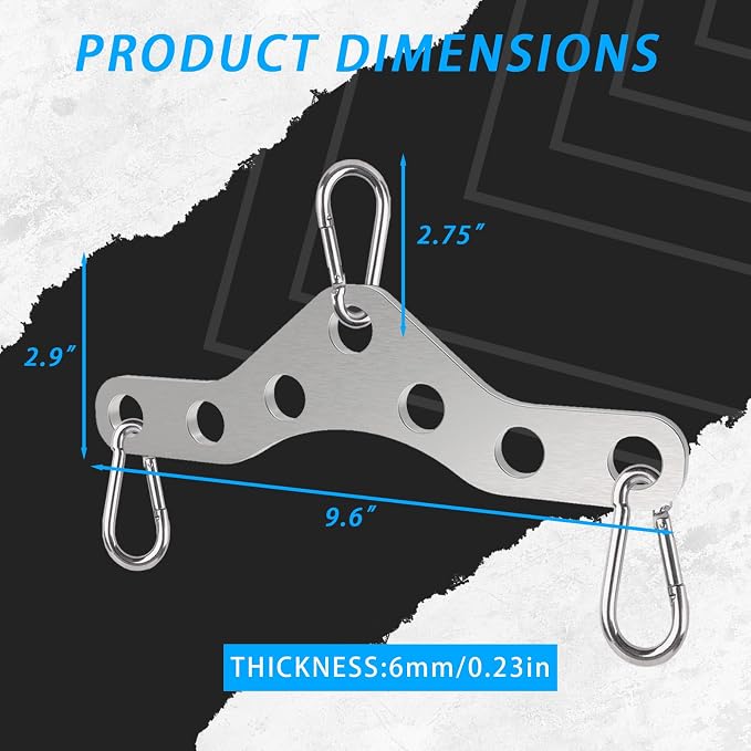 Double to Single Adaptor Plate for Cable Pulley Machines Durable Solid Stainless Steel with 3 Carabiners Suitable for Dual Cable Machines LAT Pulldown, Shoulder & Biceps Exercises