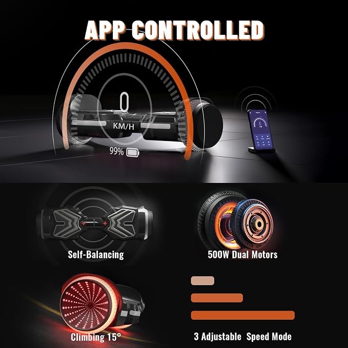 SIMATE Scooter, Colorful LED Light-Up Wheels, Bluetooth Speakers and APP, Dual 250W Motors, 8.5 mph Max Speed & 8.5 Miles Max Range, Gifts for Kids Adults Girls Boys