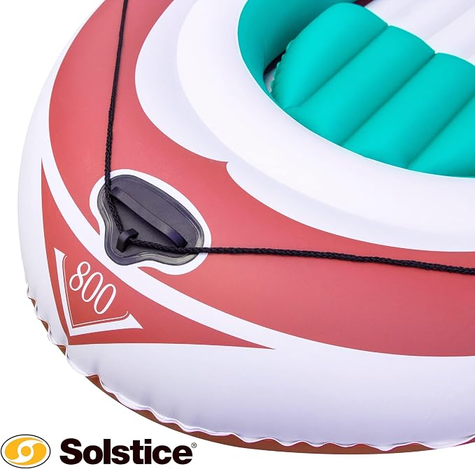 SOLSTICE Inflatable Boat for Lakes, Rivers & Beaches – Heavy-Duty Raft with Swivel Oar Locks, Rod Holders & Inflatable Seats – Voyager, Fishing, 6-Person, Brown, 11'