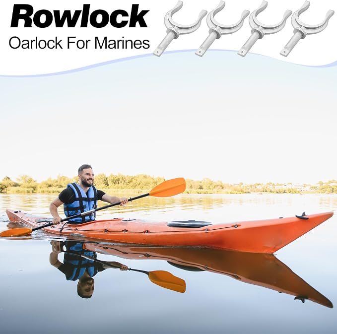 Hicarer 4 Pcs Silver Aluminum Oar Holder, Fishing Rod Stand for Kayak & Inflatable Boat, Corrosion Resistant Dinghy Water Raft Boat Kayak Canoe Oar Lock Rowlock Side Mount