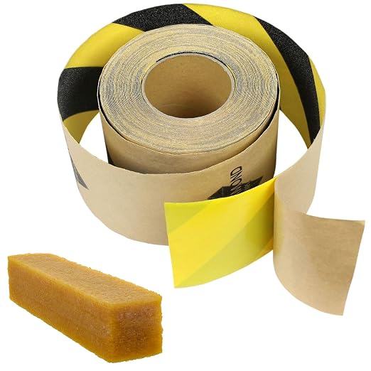 Black Diamond Self Adhesive Grip Tape - Anti Slip Traction Tape - Non Skid Tape - Anti Slip Tape Grippy Strips for Stairs, Ramps, Boat Grip 3" x 20' Caution with Cleaning Stick