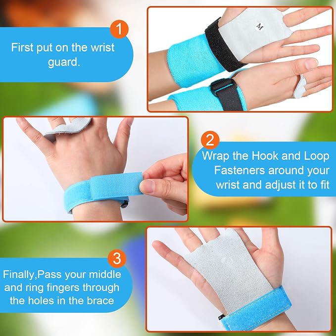 2 Gymnastics Grips Wristbands Sets for Kids Youth, Palm Protection and Wrist Support Sports Accessories for Workout Exercise (Orange, Blue)