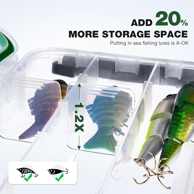 Ghosthorn Waterproof Fishing Tackle Box Organizer 3600 Lure Storage 1 Pack | Clear Tackle Organizer with Removable Dividers for Lures, Hooks and Fishing Gear Portable 3600/3700 Storage Boxes Trays