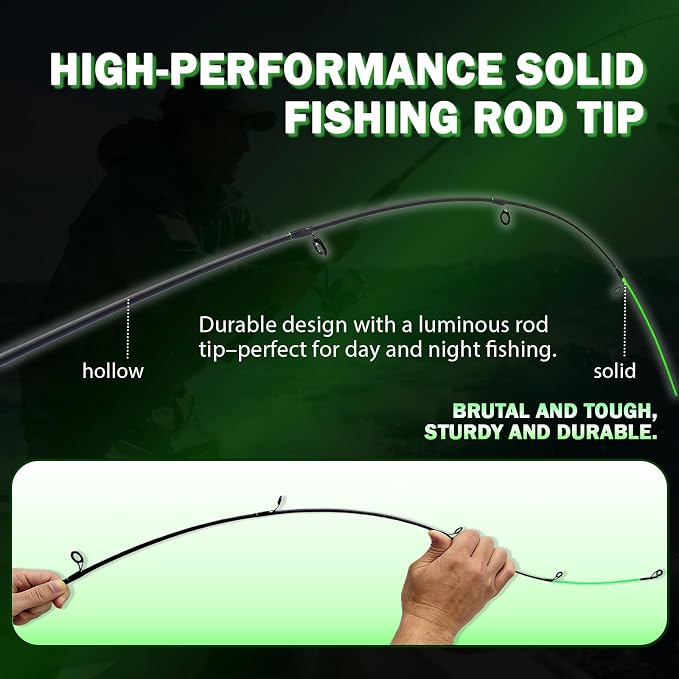 5’6" Ultra-Light Spinning Fishing Rod, Threaded Grip Gun Handle, Durable Composite Graphite & Glass Blank, Ceramic Line Guides, Sensitive Strike Detection for Freshwater & Inshore