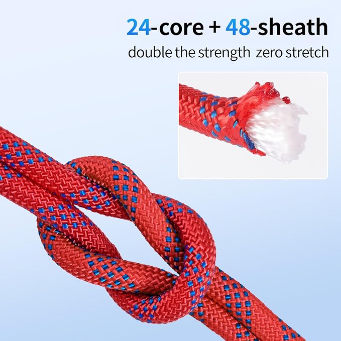 200Ft 3/4 Inch Heavy Duty Climbing Rope - for Tree Swing, Pulling, Outdoor & Gym Use (Red)