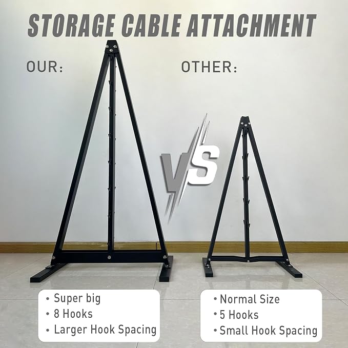 BLUSLM Lat Pull Down Bar Gym Accessory Rack, Lat Pulldown Attachments Cable Attachment Storage Rack for Mag Grip - Home Gym Fitness Heavy Duty A-Frame Stand