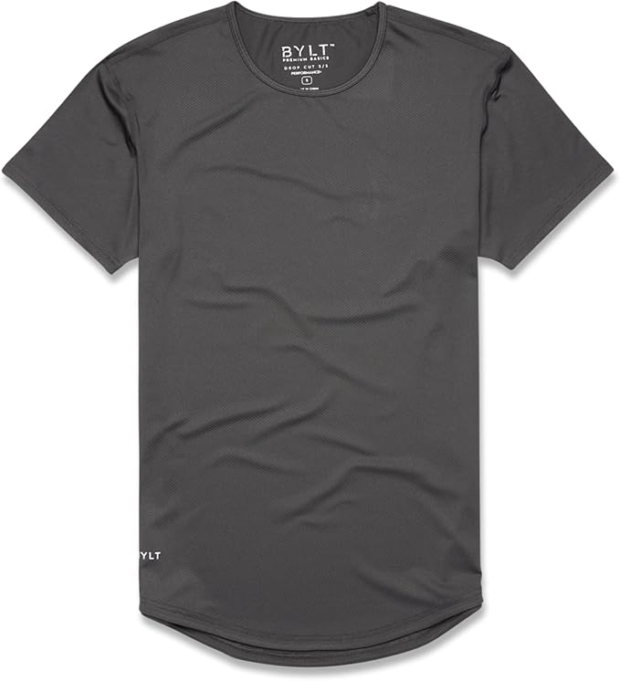 BYLT Performance Drop-Cut Men's T Shirt – Athletic Drop Cut Crewneck Tee – Moisture Wicking, Quick-Dry, Tapered Fit