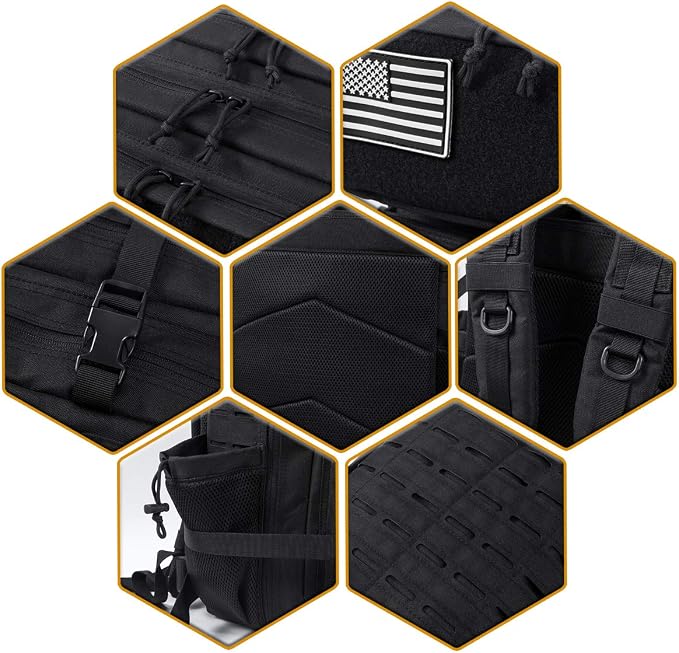 QT&QY 25L/45L Military Tactical Backpack For Men Molle Daypack 3 Day Bug Out Bag Hiking Rucksack With Bottle Holder