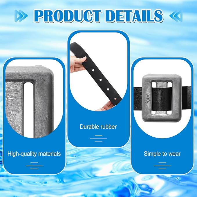 Shimeyao 4 Pcs 2.2 lb Dive Weights Rubber Belt for Scuba Diving Weight Belt with Metal Buckle Scuba Metal Block for Summer Freediving Spearfishing Underwater Operations