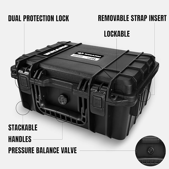 Fishing Reels Storage Case 15 Inches,Heavy Duty Waterproof Fishing Wheel Protective Hard Case, Tackle Collection Holder Box, 9pcs Adjustable Shockproof Dividers (Black with mesh bag)
