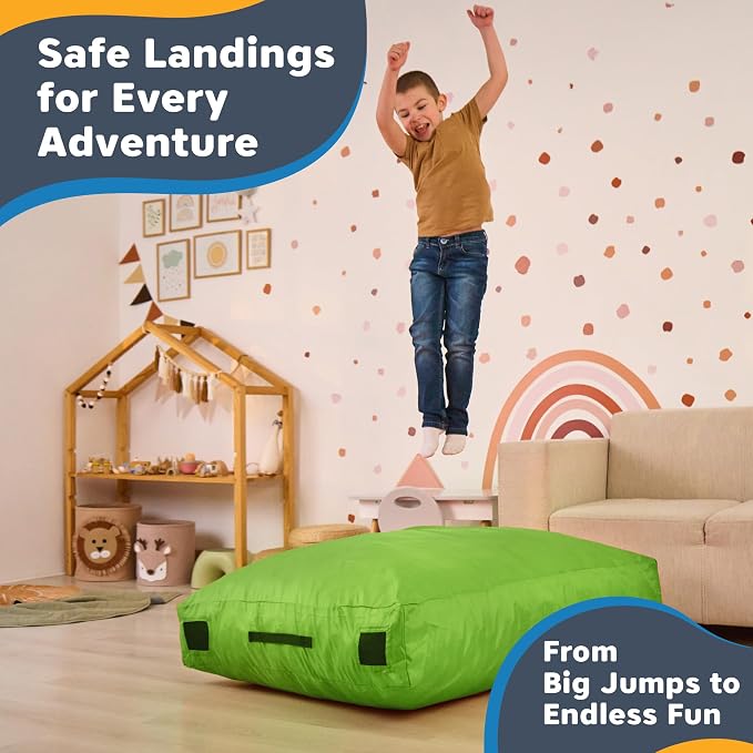 SaferBounce Crash Pad for Kids Sensory | Big 5Ft x 5Ft, 3Ft x 4Ft Or 3Ft x 3Ft | Autism Sensory Crash Mat for Jumping Play | Crashpad | Soft Foam Landing Pad | Giant Mat Pillow | Climbing, Gymnastics