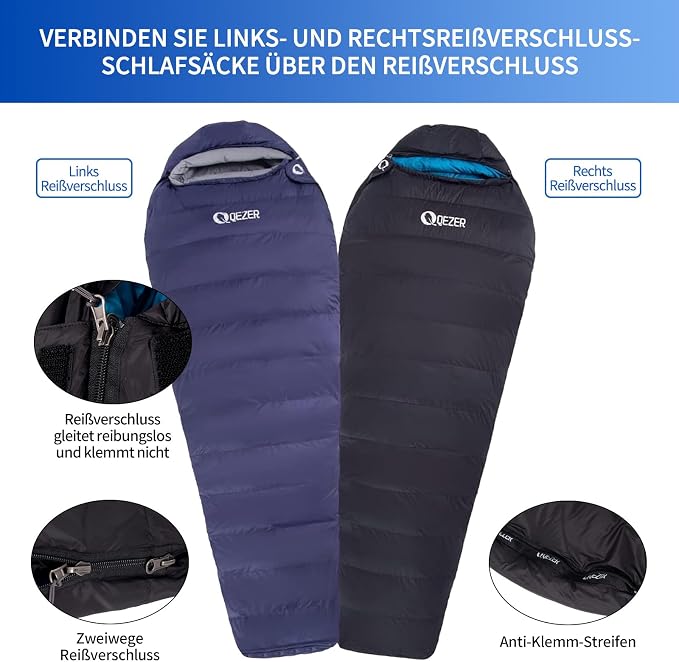 Down Sleeping Bag for Adults, 0°F 10°F 15°F 20°F 600 Fill Power Mummy Lightweight Compact Cold and Warm Weather Backpacking Sleeping Bag for Camping Hiking Outdoor All Seasons