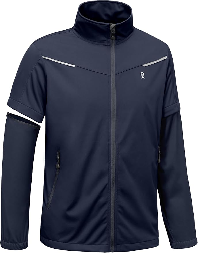 Little Donkey Andy Men's Convertible Sleeve Softshell Jacket Water Resistant Breathable Outdoor Jacket for Golf Hiking