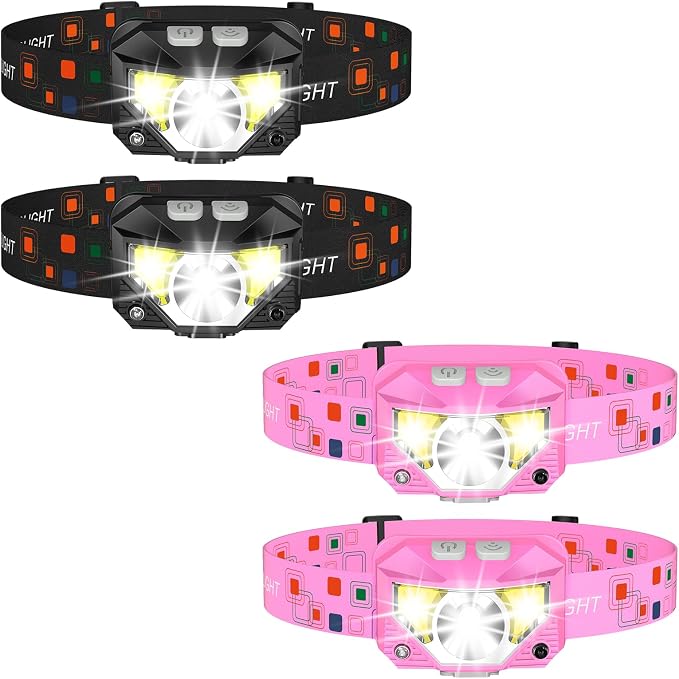 LHKNL ‎TG-T069 Rechargeable Headlamp 2 Packs-Black TG-T069 Rechargeable Headlamp 2 Packs-Pink