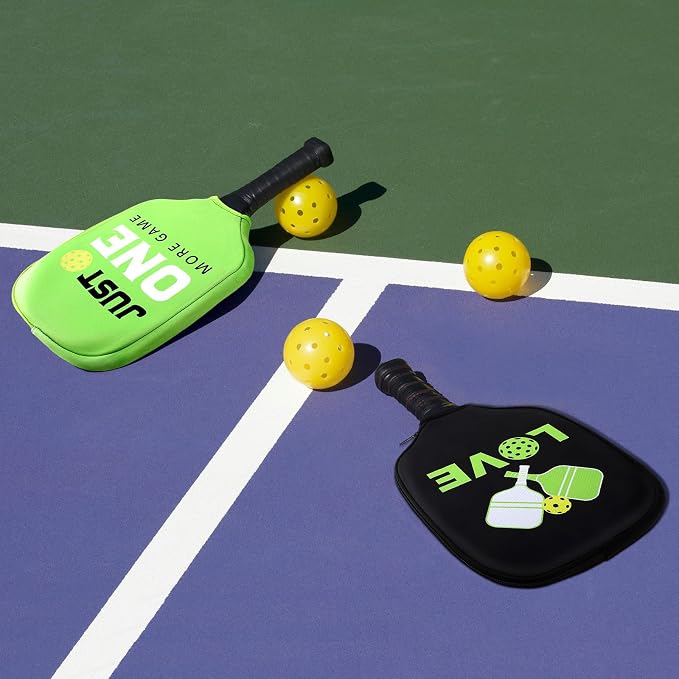 Poen 4 Pcs Ball Paddle Covers 8.5 x 11 Inch Standard/Elongated Paddle Cover Protective Neoprene Racket Sleeve Bag with Zipper Universal Case Fits 8.25 Wide for Sports Men Women Gift