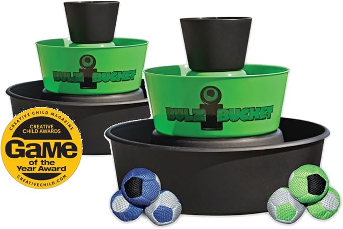 BULZiBUCKET Game by Water Sports - Beach, Tailgate, Camping, Yard, and Pool Games- Indoor/ Outdoor Kids Toys - Pool Accessories Perfect for Family Game Night (Green/Black)