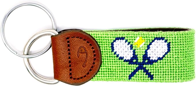 Leather Hand-Stitched Needlepoint Key Fob or Key Chain