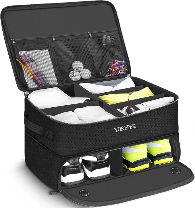 YOREPEK 2 Layer Golf Trunk Organizer 3-in-1 Golf Club Cleaner Set