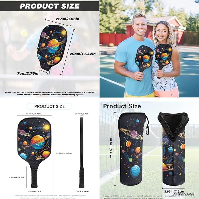 Pickleball Paddles Set 3PCS Pickleball Paddle Case Pickleball Racket Pickleball Bag Ideal for Beginners Gifts