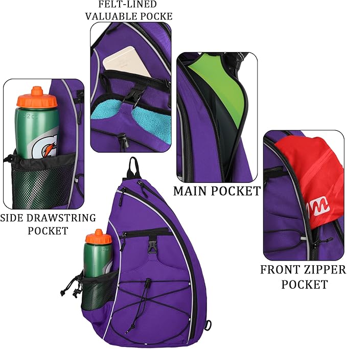 Goloni Pickleball Sling Bag for Men Women, Lightweight Pickleball Backpack with Fence Hook