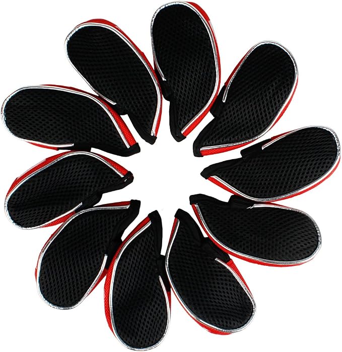 Andux Mesh Golf Iron Club Head Covers Clear Window 10pack | Left and Right Handed