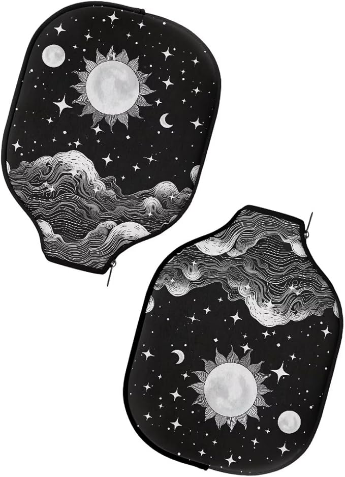 Gothic Sun Pickle Ball Racket Cover 2 Pack Universal Pickleball Covers for Paddles Racket Sleeve with Zipper Pickleball Paddle Case for Most Pickball Paddles Gifts for Friends and Family