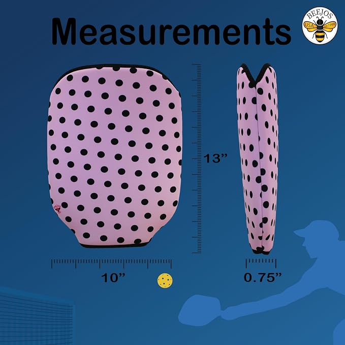 BeeJos Women's Polka Dot Collections: Premium Slip-On Pickleball Paddle Cover-Fits Standard Size Paddles-Zipperless (Paddle not Included) 6 Color Variations