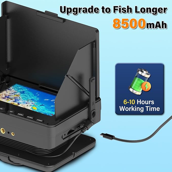 4.3" Underwater Fishing Camera, 1200 TVL Protable Fishing Camera with 8500mAh Battery, Infrared Lights, 165° Wide Angle, 50 FT Cable for Ice Lake Boat Kayak Fishing