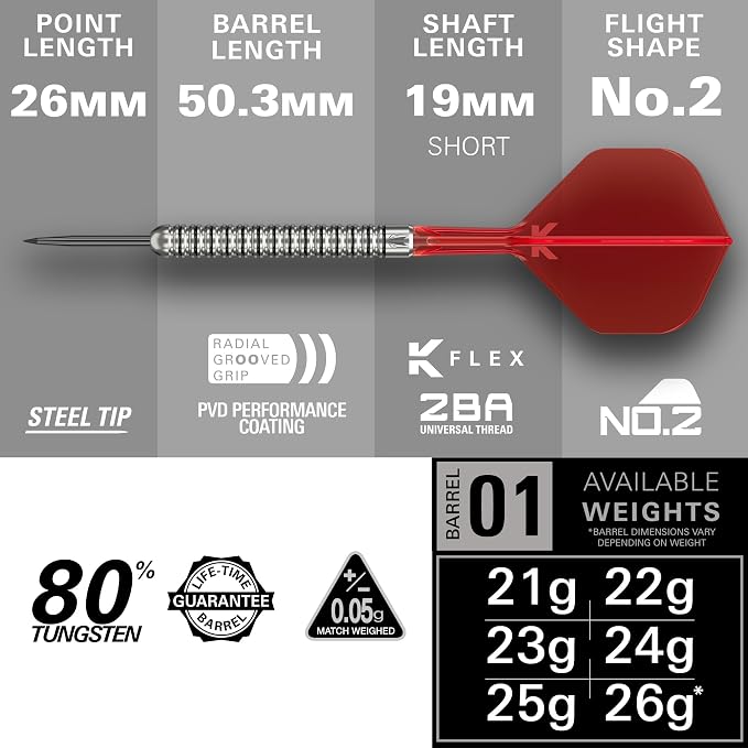 Target Darts Artemis Tungsten Steel Tip Dart Set, 21G/22G/23G/24G/25G/26G | Artemis Original | Artemis K-Flex Integrated Flight & Shaft | Professional Accessories Dart Kit, Dart Wallet Included