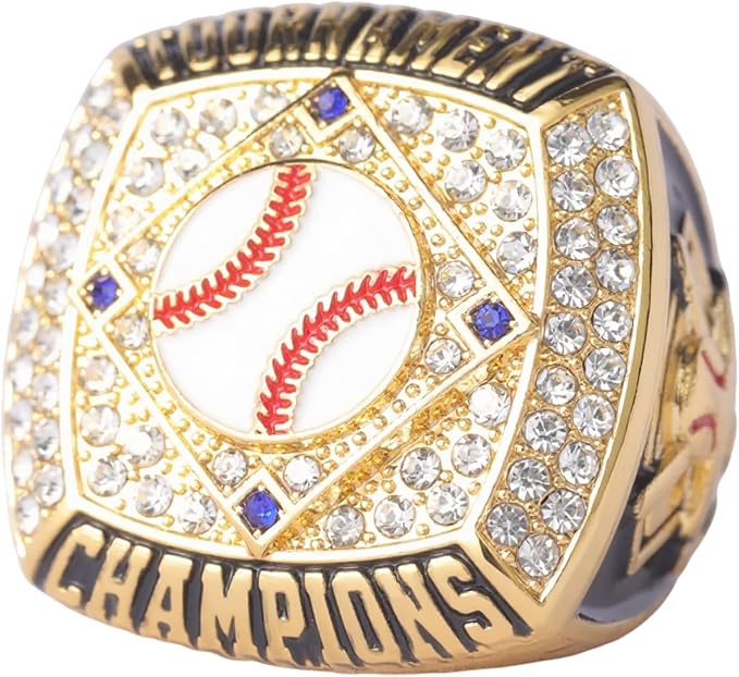 12 pcs Pack Gold Champions Silver Finalist Baseball Championship Trophy Ring Baseball Awards for Teams,Baseball Players Awards Size 9