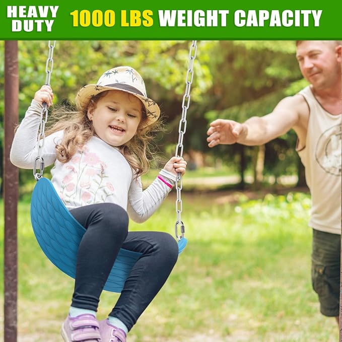 BeneLabel 2Pcs 100" Swing Chain with Hooks 1000 LBs Capacity Porch Swing Chain Coated Hanging Chains with Carabiners White Chains for Hammock, Hanging Chair, Swingset, Heavy Bags