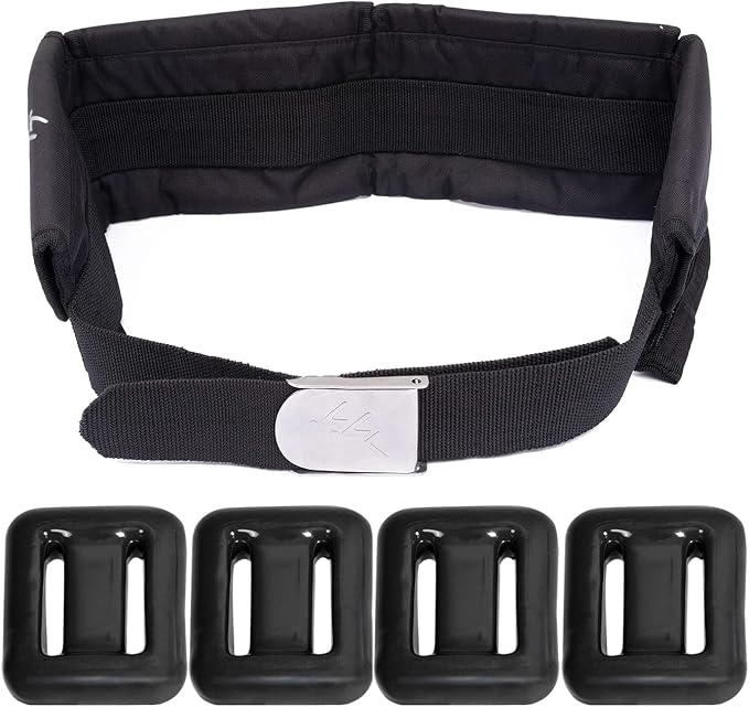 Vinyl Coated Diving Weights-4pcs 1.1-4.4 lbs Dive Weights with 4 Pocket Scuba Weight Belt with Quick Release Buckle,Used for Freediving, Spearfishing & Scuba Diving-Fit for Waist 32" to 52"