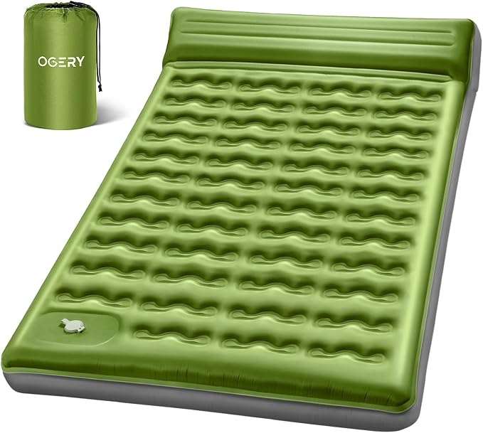 OGERY Sleeping Pad, Ultralight Inflatable Sleeping Pad for Camping with Pillow Built-in Foot Pump, 6" Extra-Thick Reinforced Camping Mattress for Hiking, Backpacking, Tent