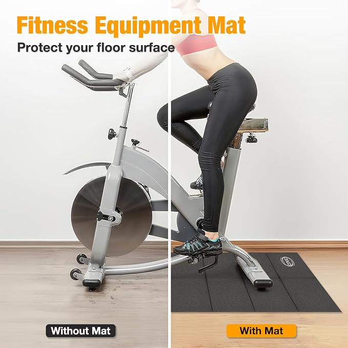 CXWXC Exercise Bike Mat 29.5” x 63” - Bike Trainer Floor Mat for Indoor Riding - Heavy Duty Fitness Equipment Mat for Treadmill Spin, Peloton, Stationary, Exercise Bike