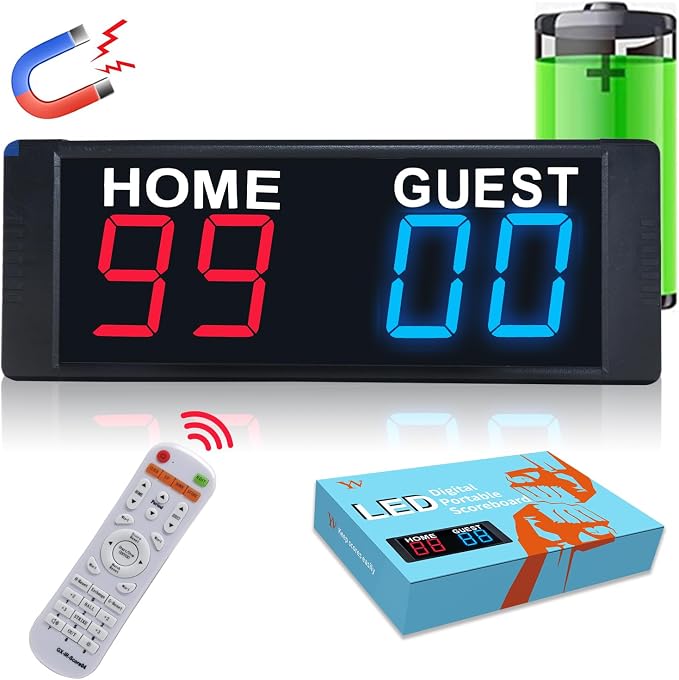YZ LED Portable Digital Scoreboard, Tabletop Electronic Scoreboard with Remote, Score Keeper for Games Cornhole/Basketball/Ping Pong/Baseball/Tennis/Volleyball Indoor Outdoor