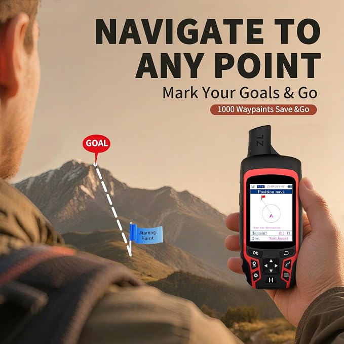 A6 Handheld GPS for Hiking, Multi GNSS Support, Rugged and Compact GPS Navigator with 2.4" Color Screen, 20 Hours Battery Life for Hiking and All Outdoor Activities