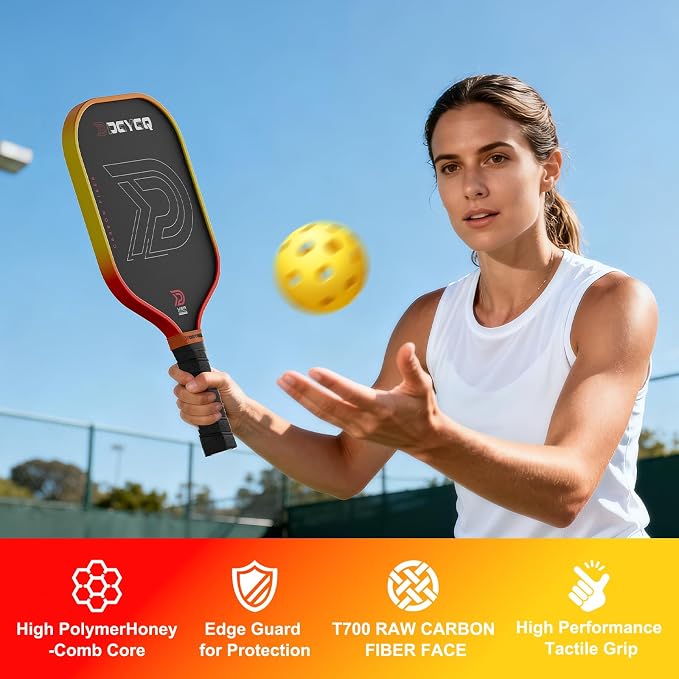 DGYGQ Pickleball Paddles with Polypropylene Honeycomb Core, T700SC Power Carbon Fiber Pickleball Paddle, Increased Power for Ultimate Spin & Consistency