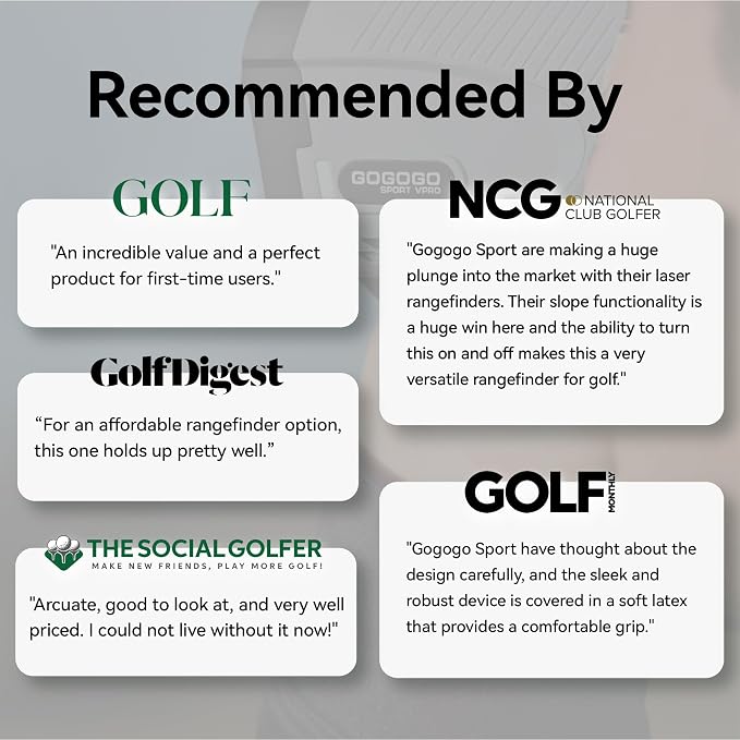 Gogogo Sport Vpro Gen 2 Golf Laser Rangefinder, 1200/2500Y Ranging, Ultra-Clear Optics with 99% Transmission Lens OLED Display, Dual Power Sources，Flaglock/Slope/Magnetic