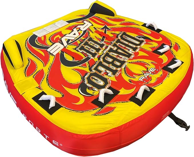 Rave Sports Diablo III Boat Towable Tube - Inflatable Boating Tube for 1-3 Riders - Heavy-Duty Water Tube for Boats to Pull - Water Sports Towable with Quick Connector